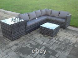 6 seater rattan corner sofa set table outdoor garden furniture with extra table