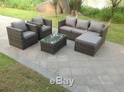 6 seater rattan sofa set coffee table chair set outdoor garden furniture in grey