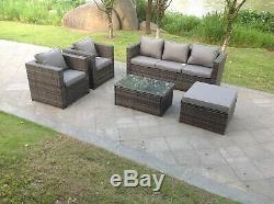 6 seater rattan sofa set coffee table chair set outdoor garden furniture in grey