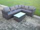 6 Seater Wicker Rattan Corner Sofa Set Table Outdoor Garden Furniture Patio Grey