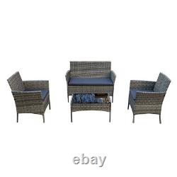 6210-B 4 Piece Rattan Garden Furniture Set Outdoor Sofa Chairs Table Patio Set
