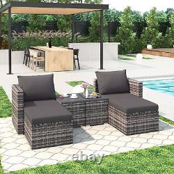 6PCS Rattan Garden Patio Corner Sofa Lounge Set Outdoor Garden Furniture Set