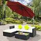 6pcs Rattan Sofa Furniture Set With Cantilever Parasol Patio Garden With Cushion