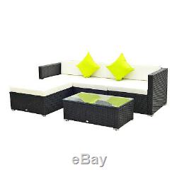 6Pcs Rattan Sofa Furniture Set With Cantilever Parasol Patio Garden with Cushion
