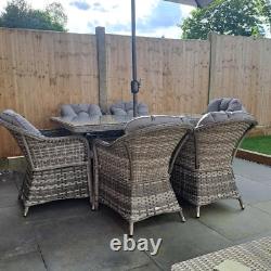 7 Garden Furniture Set PE Rattan Dining Set Patio Wicker Furniture itzcominghome