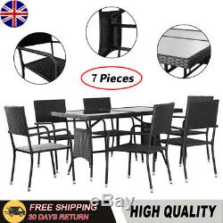 7 Piece Garden Dining Set Poly Rattan Furniture Outdoor Patio Table and Chair UK