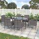 7 Pieces Grey Garden Dining Table And Chairs Outdoor Rattan Furniture Set Po