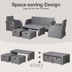 7-Seater Outdoor Garden Rattan Furniture Set with Recliners Grey