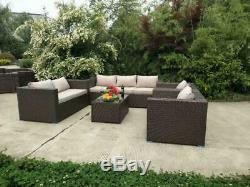 7 Seater Rattan Garden Furniture Set Sofa Table Patio Conservatory