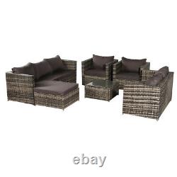 7 Seater Rattan Garden Furniture Set Sofa Table Patio Conservatory Free Cover Uk