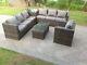 7 Seater Rattan Sofa 2 Coffee Tables Corner Patio Outdoor Garden Furniture Grey