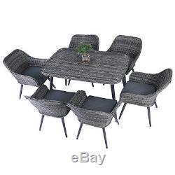 7PC Patio Rattan Wicker Table Chairs Sofa Dining Garden Set Furniture Outdoor