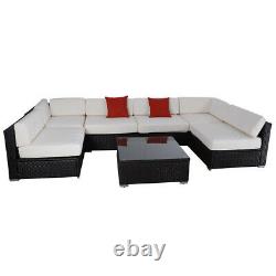 7PC Rattan Outdoor Garden Furniture Patio Corner Sofa Set PE Wicker Deck Couch