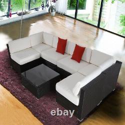 7PC Rattan Outdoor Garden Furniture Patio Corner Sofa Set PE Wicker Deck Couch