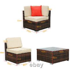 7PCS/Set Rattan Furniture Sofa Table Seat Outdoor Garden Patio Corner Wicker UK