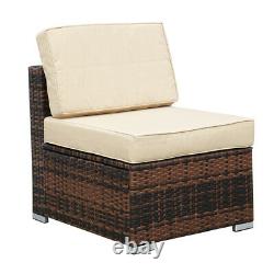 7PCS/Set Rattan Furniture Sofa Table Seat Outdoor Garden Patio Corner Wicker UK