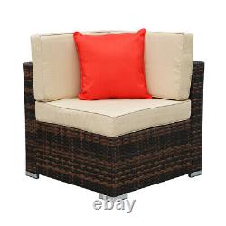 7PCS/Set Rattan Furniture Sofa Table Seat Outdoor Garden Patio Corner Wicker UK