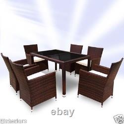 7pc Rattan Garden Furniture Dining Table And 6 Chairs Dining Set Outdoor Patio