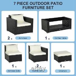 7pc Rattan Sofa Set Patio Garden Furniture Outdoor Wicker Table Chairs Seater