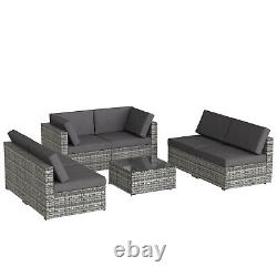 7pcs Outdoor Patio Garden Furniture Rattan Sectional Sofa Corner Sofa Set Lounge
