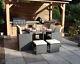 8 Cube Rattan Garden Furniture Set 8 Seater Dining Table Inc 4 Chairs & 4 Stools