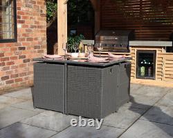 8 Cube Rattan Garden Furniture Set 8 Seater Dining Table Inc 4 Chairs & 4 Stools