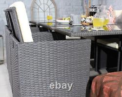 8 Cube Rattan Garden Furniture Set 8 Seater Dining Table Inc 4 Chairs & 4 Stools