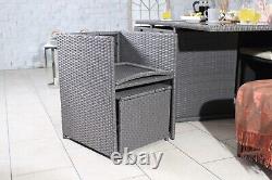 8 Cube Rattan Garden Furniture Set 8 Seater Dining Table Inc 4 Chairs & 4 Stools