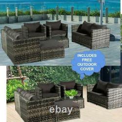8 Seater Grey Rattan Corner Sofa Chair Table Outdoor Garden Furniture Patio Set