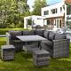 8 Seater Grey Rattan Sofa With Dining Table Outdoor Garden Furniture Grey