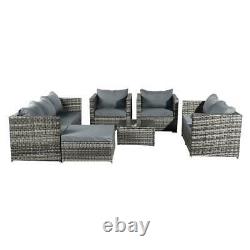8 Seater Rattan Corner Garden Furniture Set Grey Outdoor Patio Dining Table&Sofa