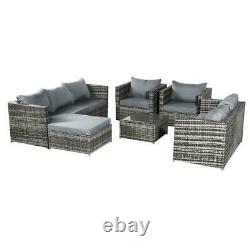 8 Seater Rattan Corner Garden Furniture Set Grey Outdoor Patio Dining Table&Sofa
