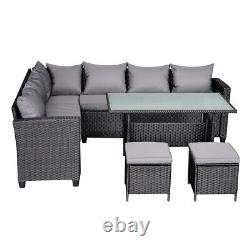 8 Seater Rattan Furniture Set Corner Sofa Table Bench Stool Garden Outdoor Patio