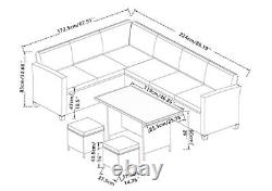 8 Seater Rattan Furniture Set Corner Sofa Table Bench Stool Garden Outdoor Patio