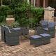 8 Seater Rattan Garden Furniture Grey Outdoor Patio Dining Table&chair Wicker