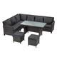 8 Seater Rattan Garden Furniture Set Corner Sofa Table Bench Stool With Cover