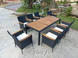 8 Seater Rattan Garden Furniture Set Dining Table Chairs Set Cushions Outdoor