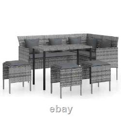 8 seater Rustic garden corner Sofa Set Cushions Rattan patio Grey table furnitur