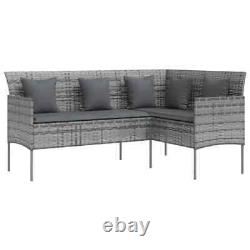 8 seater Rustic garden corner Sofa Set Cushions Rattan patio Grey table furnitur