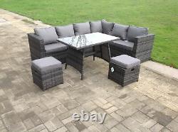 8 seater outdoor garden furniture rattan sofa dining set table footstool