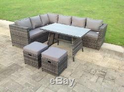 8 seater rattan corner sofa set dining table set outdoor garden furniture