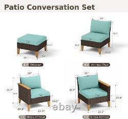 8Pcs Patio Conversation Sets Wicker Furniture Set Outdoor Rattan Sectional Sofa