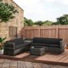 8pcs Patio Rattan Seating Garden Furniture Set Table With Cushions 6 Seater