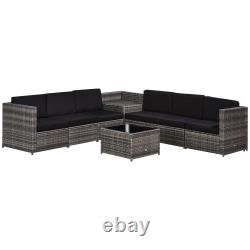 8Pcs Patio Rattan Seating Garden Furniture Set Table with Cushions 6 Seater