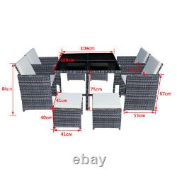 9/11 Pieces Rattan Garden Furniture Set Cube Dining Chairs Table Outdoor