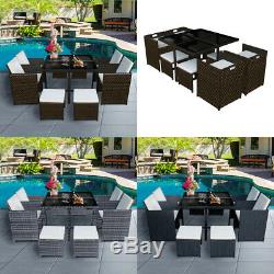 9/11 Pieces Rattan Garden Outdoor Furniture Set Cube Dining Chairs Table Patio