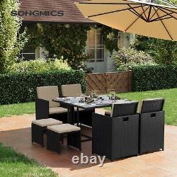 9-Piece Rattan Garden Furniture Set Patio Furniture Set LoungeSeat with Cushions