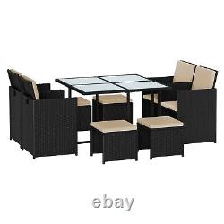 9-Piece Rattan Garden Furniture Set Patio Furniture Set LoungeSeat with Cushions