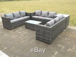 9 Seat Rattan Garden Furniture Set Patio Outdoor Table Chairs Sofa Conservatory