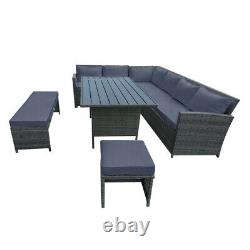 9 Seater Garden Rattan Furniture Corner Dining Set Table Sofa Bench Stool Patio